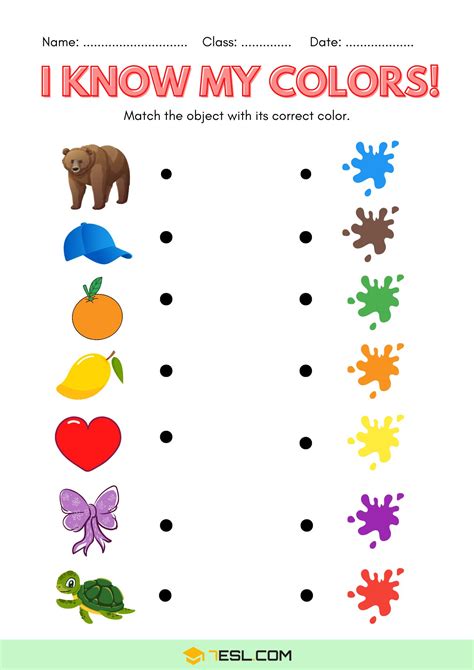 Esl Kindergarten Colors Worksheet