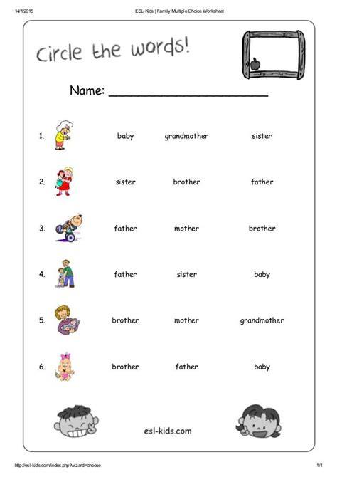 Esl Worksheets For Kids