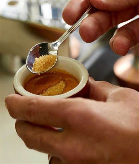 Espresso with sugar washing cuisine