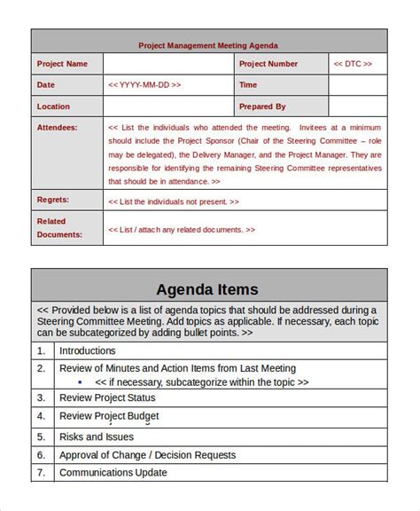 Project Agenda Template 6+ Free Word, PDF Documents Download