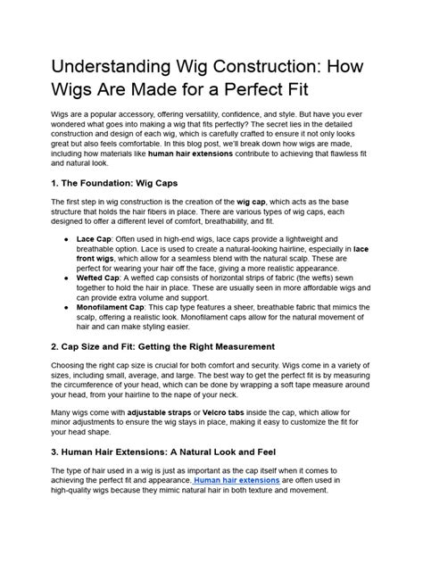 Essential Features: Understanding Wig Construction