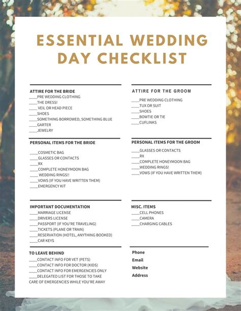 Essential Rentals Wedding Checklist