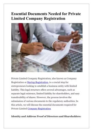 Essential Requirements and Documents Needed