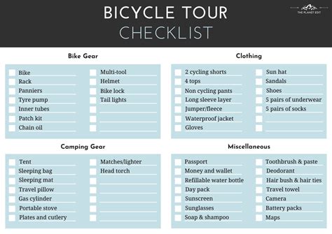 Essentials for Cycling Tour