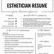 Esthetician Resume Templates Free