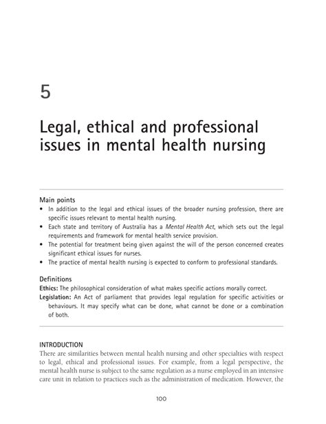 Ethical and Legal Issues in Mental Health Nursing