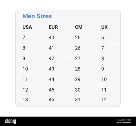 Eu Size Chart Mens