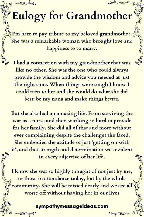Eulogy Template For Grandmother