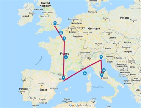 European Backpacking Trip Route