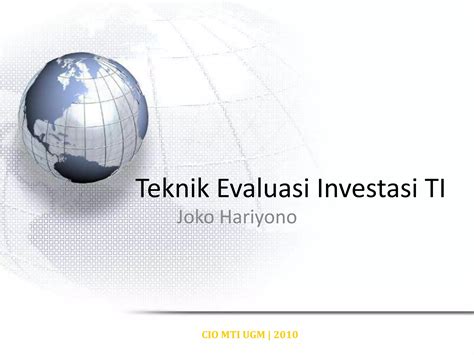 Evaluasi Investasi