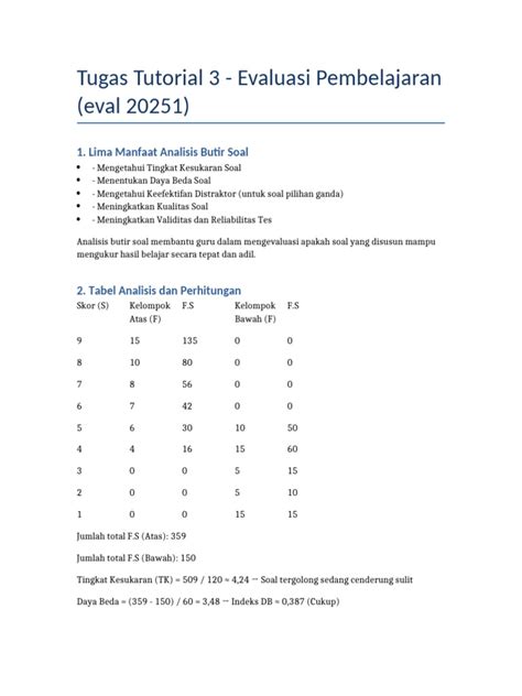 Evaluasi Tutorial Questions