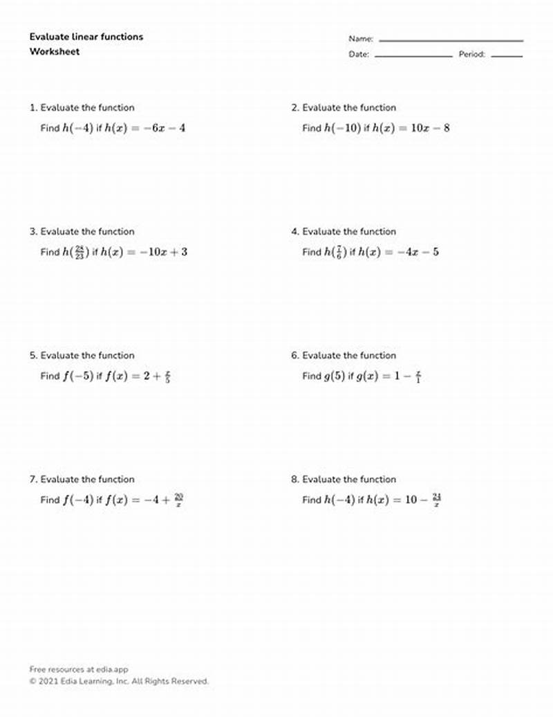 Evaluating Functions Coloring Worksheet Answer Key