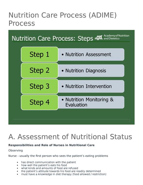 Evaluating Nutritional Status Using Diagrams