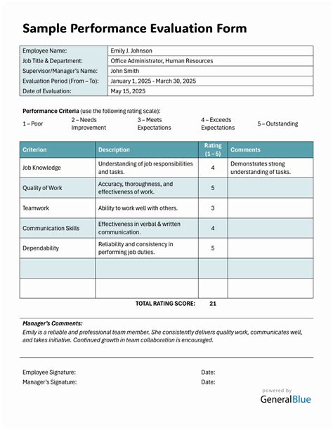 Evaluation Form Templates