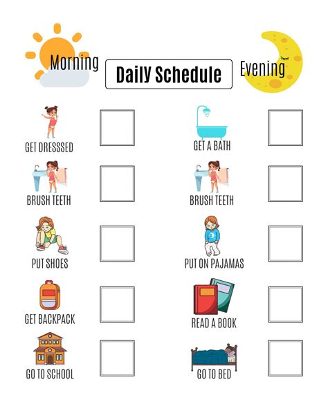 Evening Visual Schedule Printable