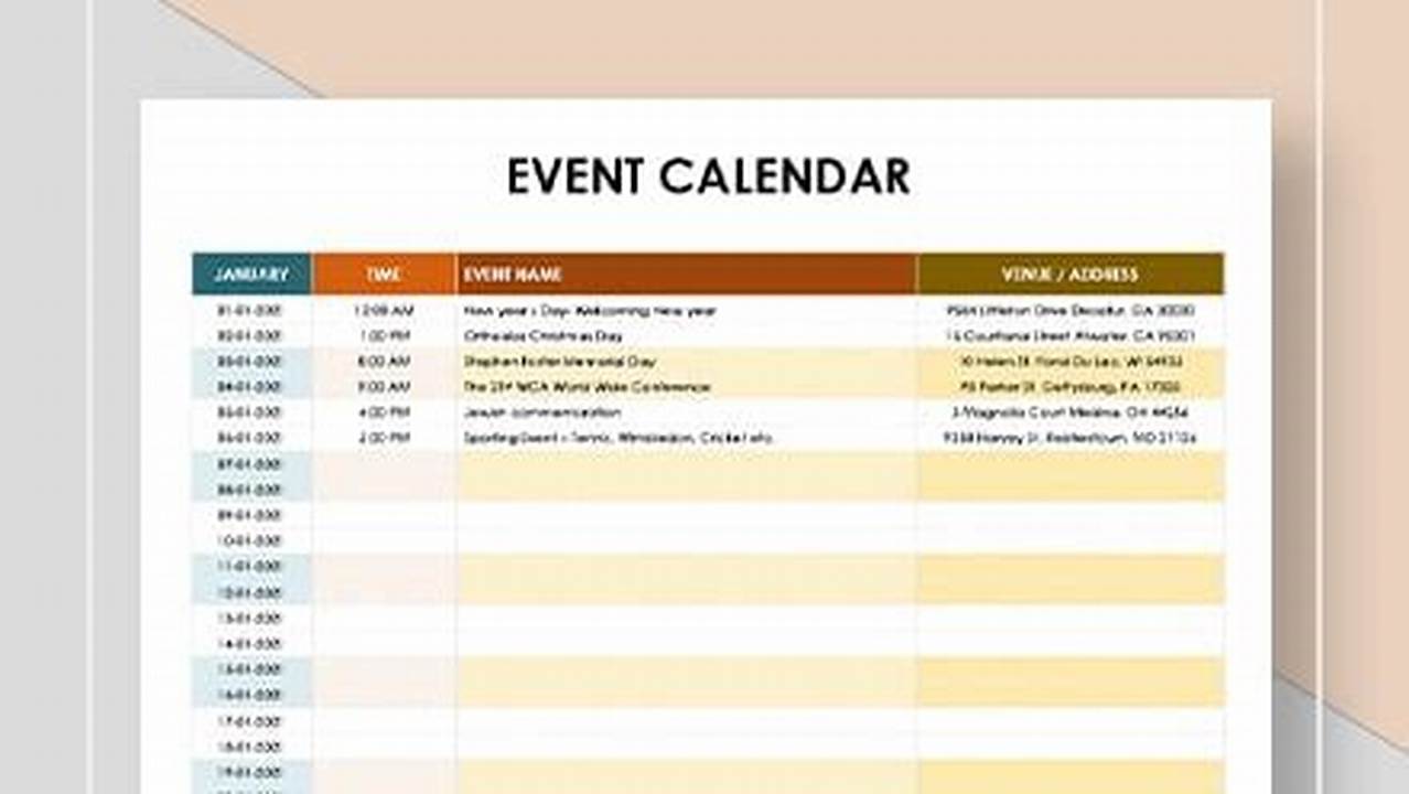 Event Calendar Format
