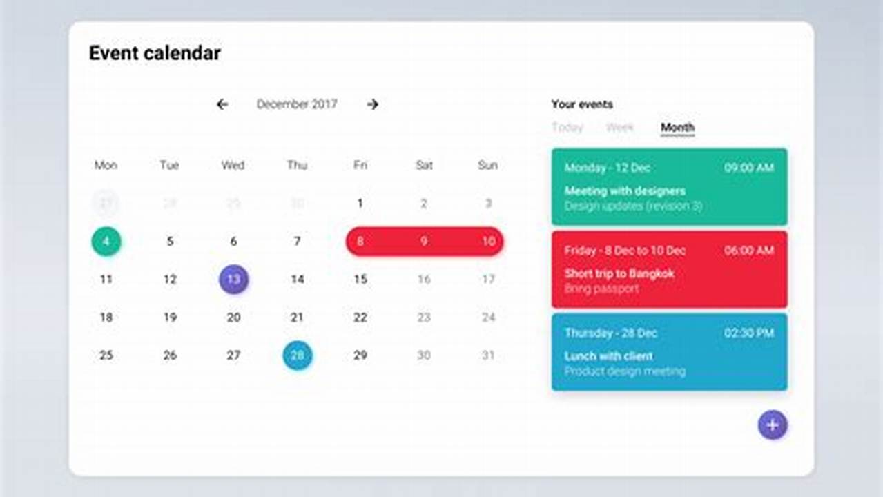 Event Calendar Web Design