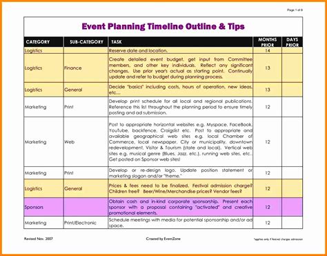 Event Planning Excel Template