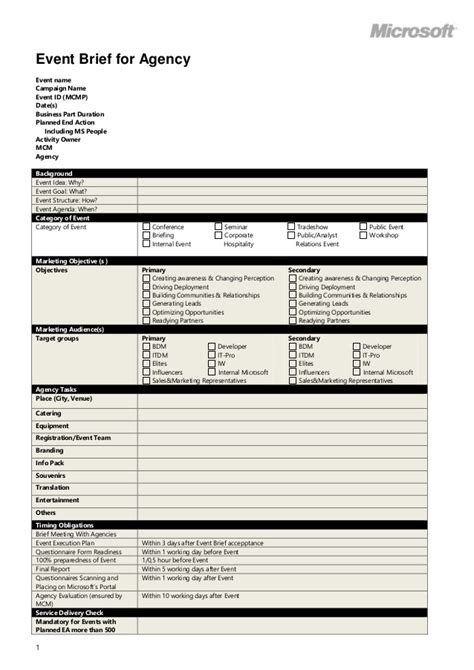Event Briefing Template