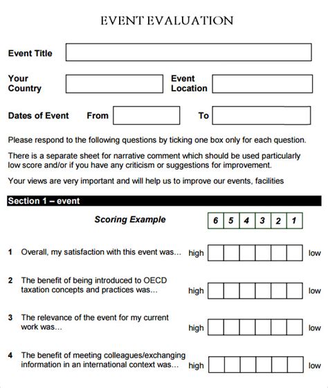 Event Evaluation Template