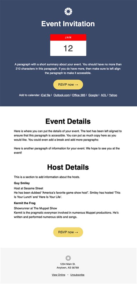 Event Invitation Email Template Free