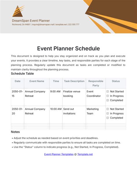 Event schedule board