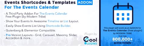 Events Calendar Shortcode Free