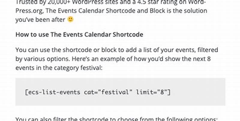 Events Calendar Shortcode Not Working
