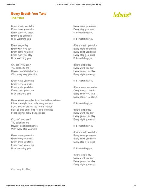 Bruce Springsteen song: Every Breath You Take, lyrics