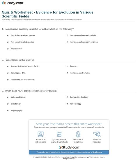 Evidence Of Evolution Worksheet Answers — db-excel.com