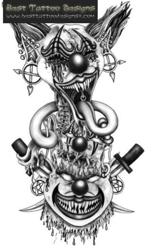 Coloured evil clown with a gun tattoo Tattoos Book 65