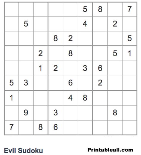 Evil Sudoku Printable