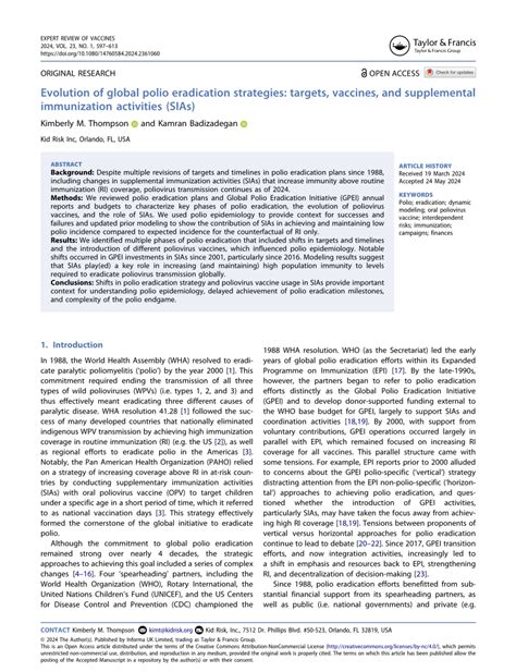 Evolution of Polio Vaccines Post-Cutter