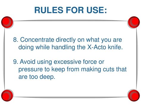 Exacto Knife Safety Rules