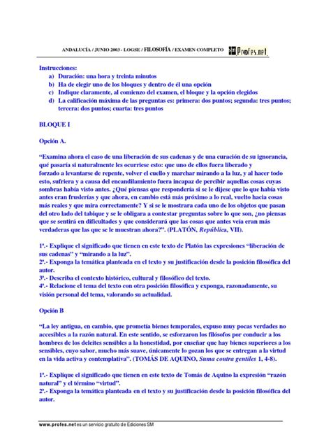 Examen Filosofía Selectividad Resuelto