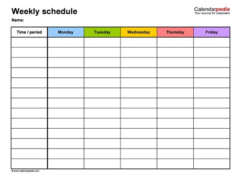 Example Of Work Schedule Template