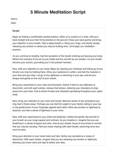 Example 2-Minute Mindfulness Meditation Script