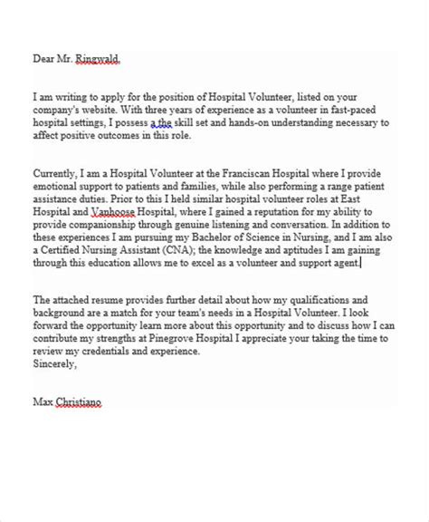 Example Of Application Letter For Volunteer Work