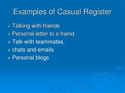 Example Of Casual Language Register