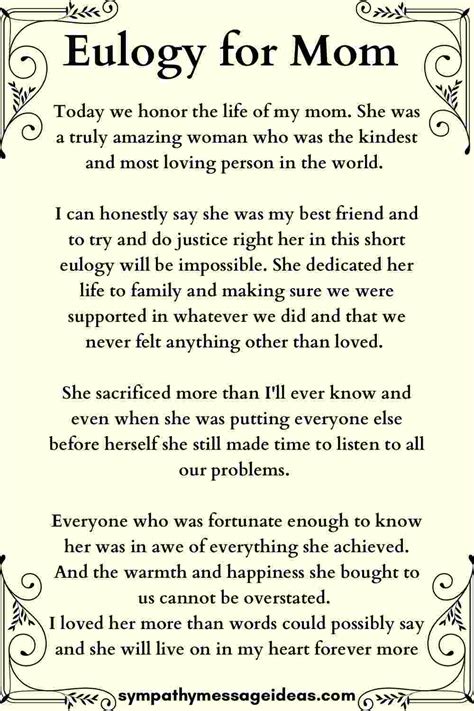 Example Of Eulogy For Mom