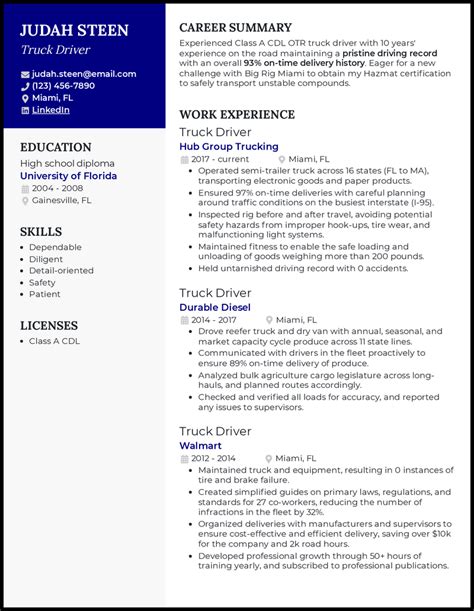 Example Of Experience Description For Resume