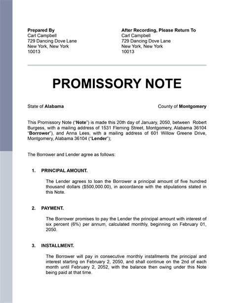 Example Promissory Note Template | GeneEvaroJr