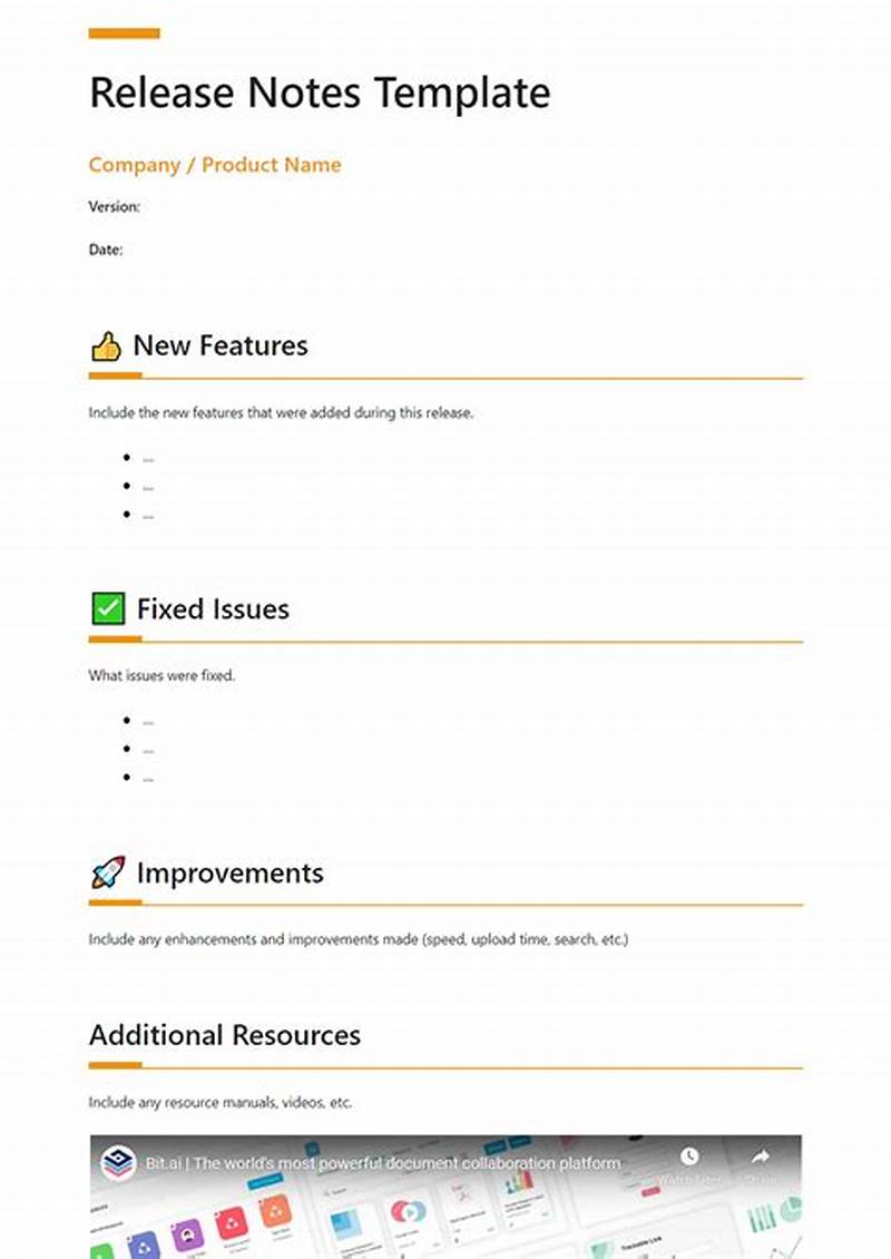 Example Release Notes Template