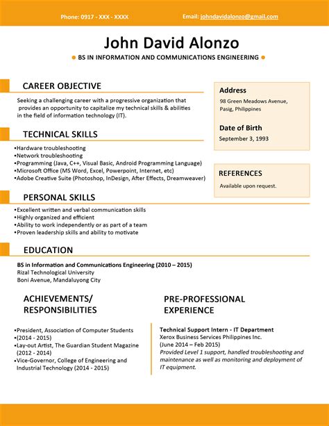 Example Resume Format