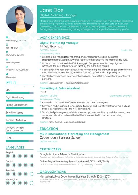 Example Resume Format 2020