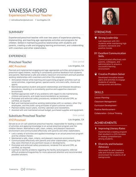 Example Resume Of Retired Teacher
