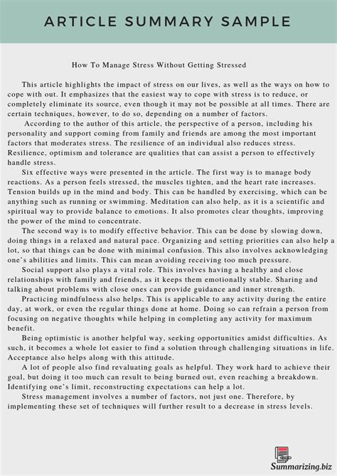 Example Summary Of An Article