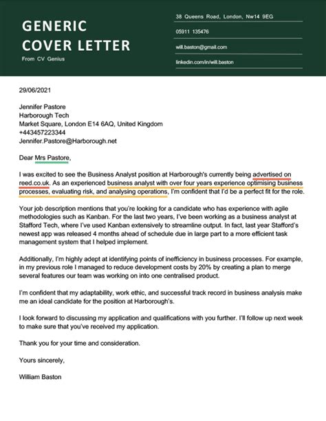 Examples Of Good Cover Letters Uk