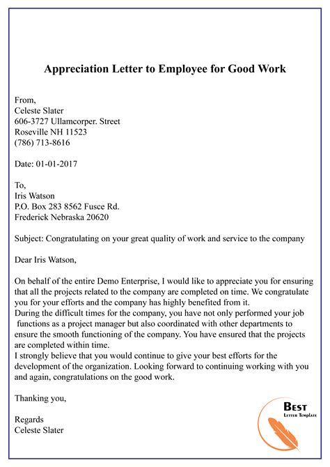 Examples Of Appreciation Letters For Work Assistance
