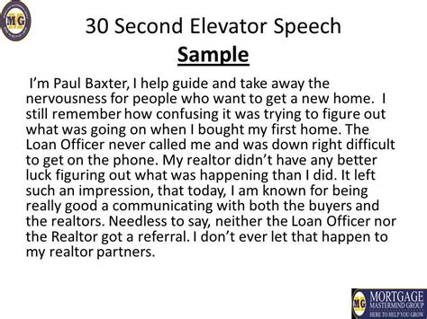 Examples Of Elevator Speech For Customer Service